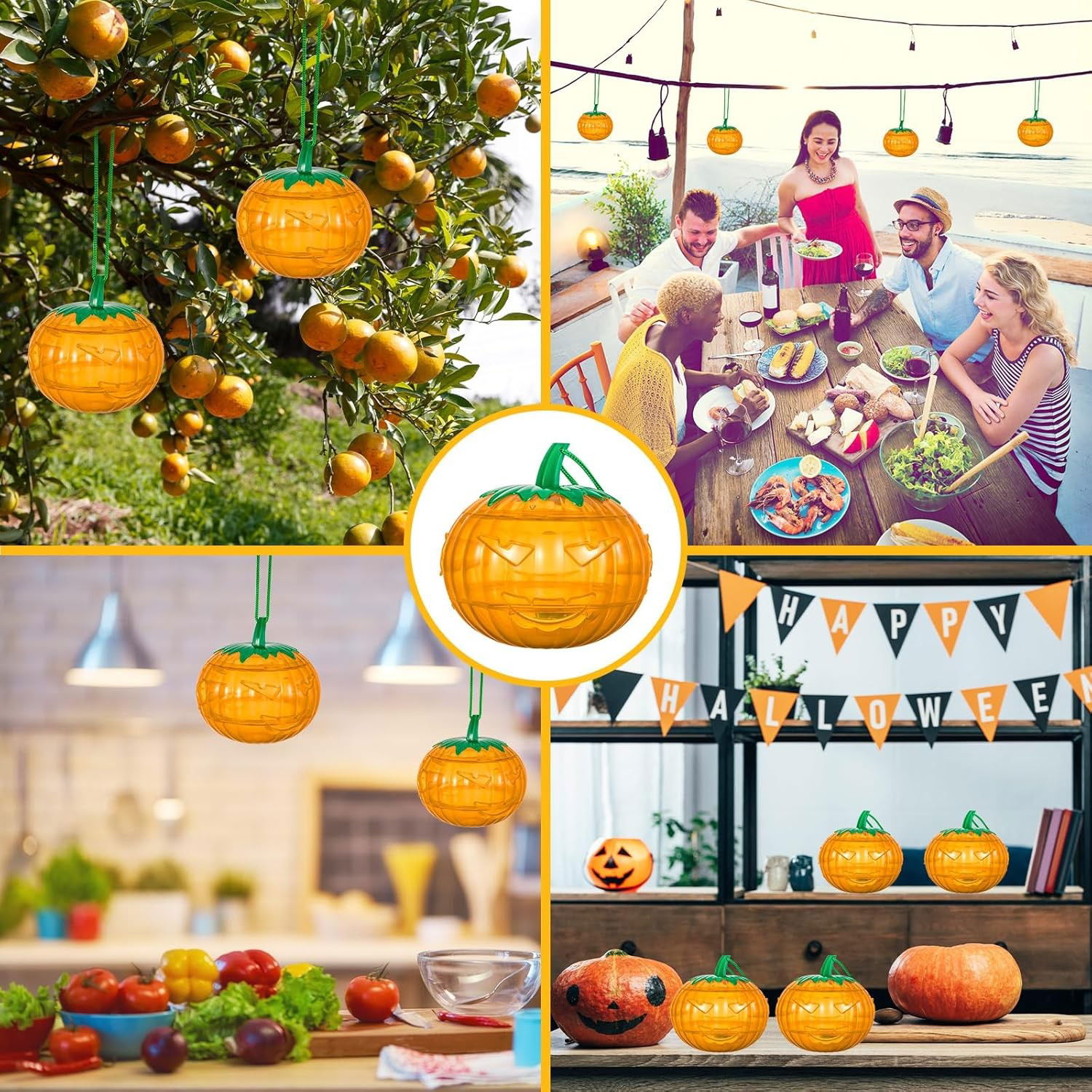 Set 2 Capcane pentru Insecte, Flippy, Forma de Dovleac, 12x9.2x12.2 cm, din ABS, Portocaliu [3]