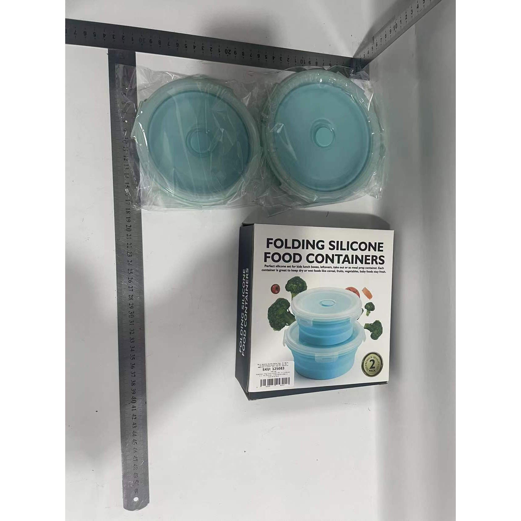 Set 2 caserole rotunde pliabile Flippy, din silicon, rezistenta la temperaturi ridicate, usor de depozitat si curatat, 500 si 800 ml, utilizare in cuptorul cu microunde, albastra [6]