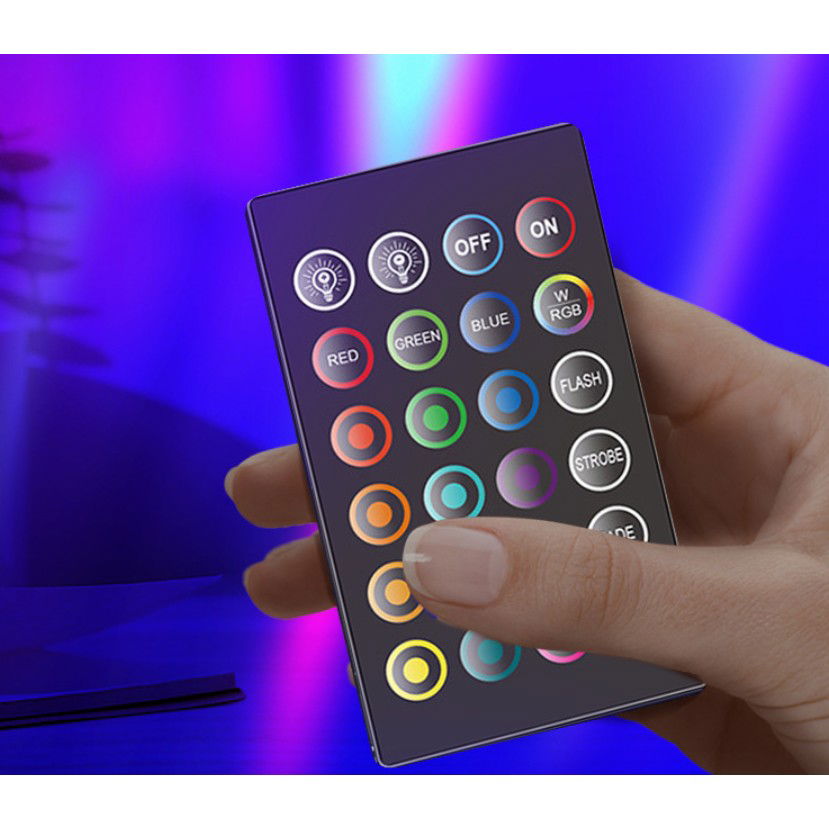 Set 2 Lampi de Birou, Flippy, RGB Colorat, 28 LED, Putere 5V, Telecomanda cu 24 de Taste, Cablu USB, Negru, 25.5x4x3.5cm [8]