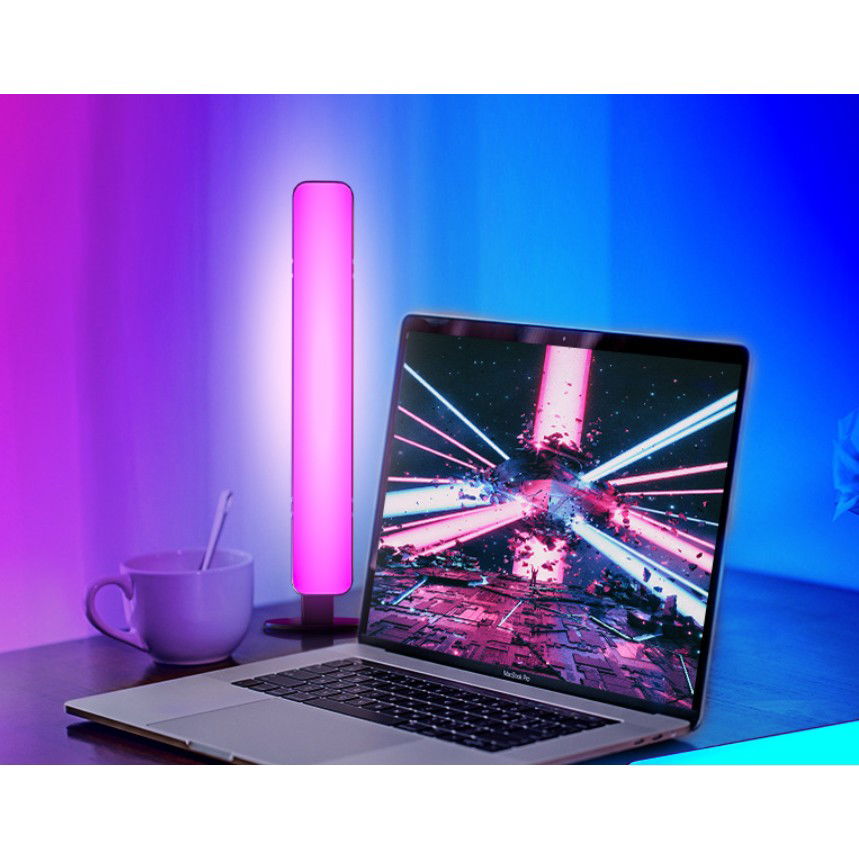 50 - 100 LEI - Set 2 Lampi de Birou, Flippy, RGB Colorat, 28 LED, Putere 5V, Telecomanda cu 24 de Taste, Cablu USB, Negru, 25.5x4x3.5cm