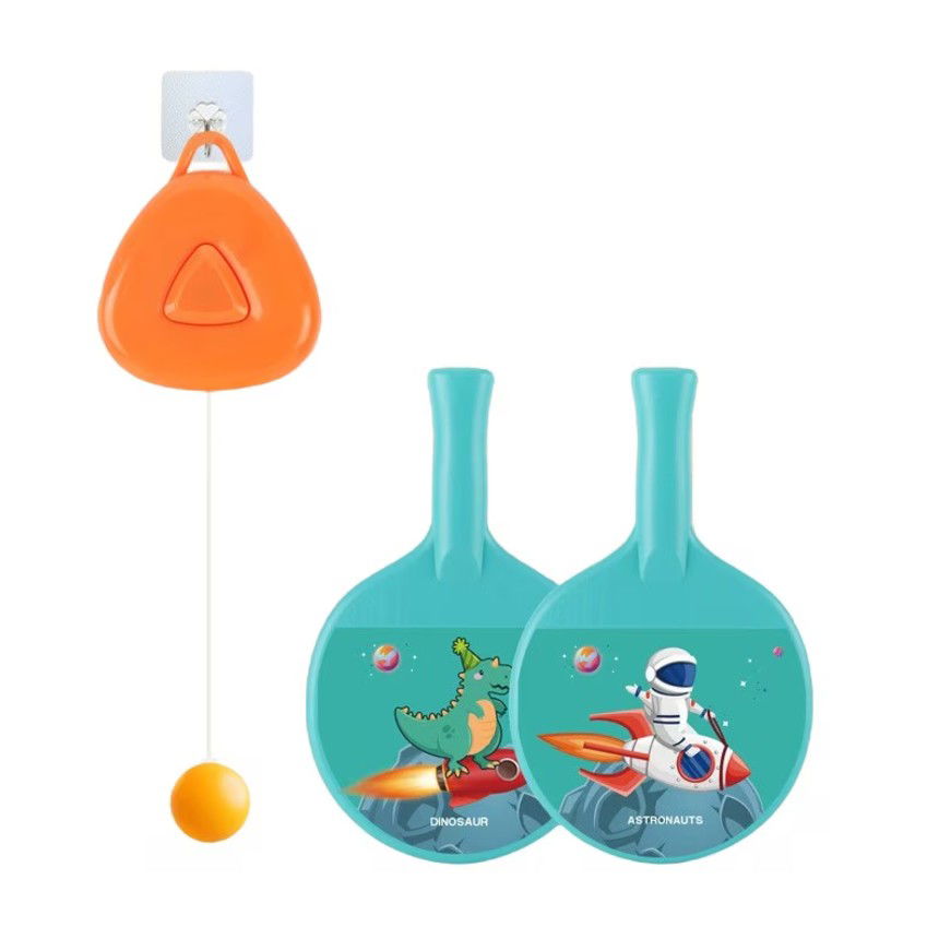 Set 2 Palete de Tenis de Masa, Flippy, pentru Copii, Design Animat, Tematica Astronauti, Accesoriu de Agatat Inclus si 4 Mingi, Albastru [3]