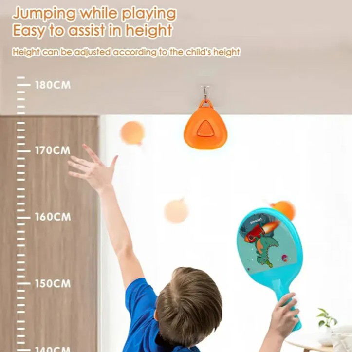 Set 2 Palete de Tenis de Masa, Flippy, pentru Copii, Design Animat, Tematica Astronauti, Accesoriu de Agatat Inclus si 2 Mingi, Albastru [8]