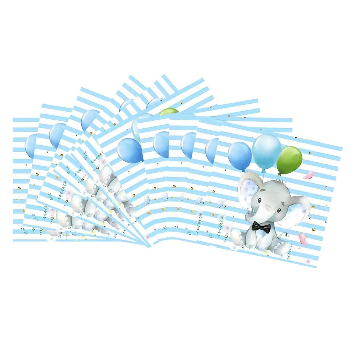 Set 20 de Servetele de Masa, Flippy, Imprimeu Elefant, din Hartie, 16.5 x 16.5 cm, Albastru [5]