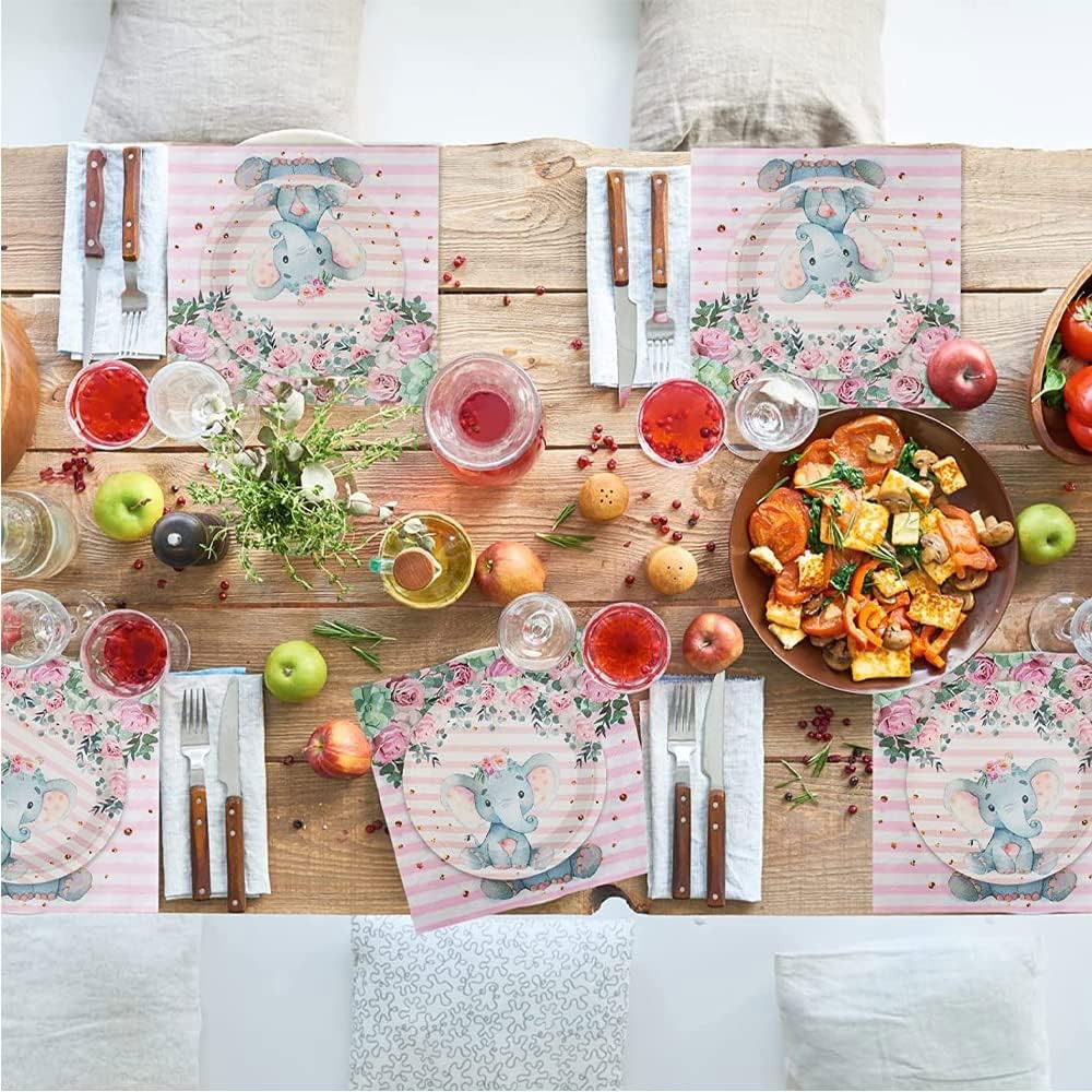 Set 20 de Servetele de Masa, Flippy, Imprimeu Elefant, din Hartie, 16.5 x 16.5 cm, Roz [3]
