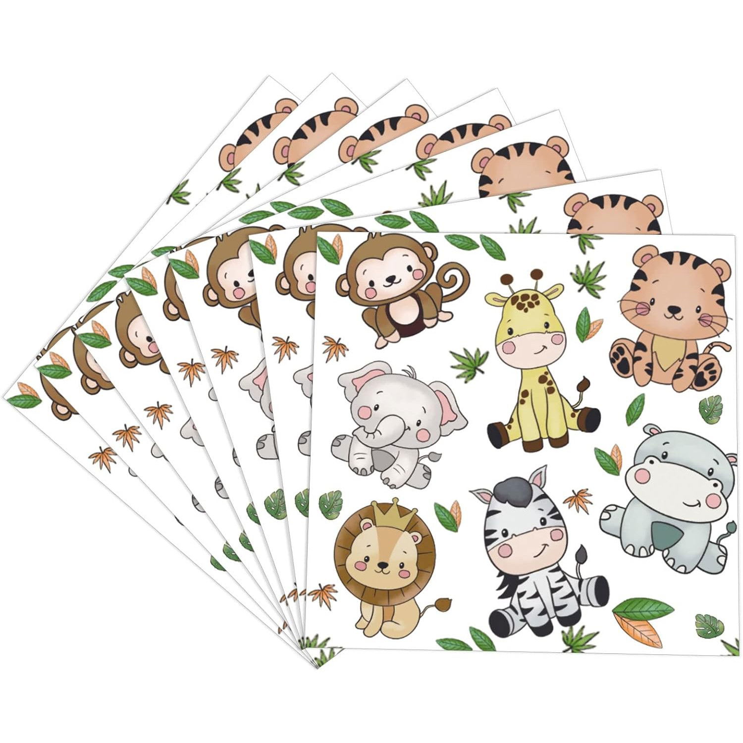 10 - 25 LEI - Set 20 de Servetele de Masa, Flippy, Imprimeu Jungle, din Hartie, 16.5 x 16.5 cm, Multicolor