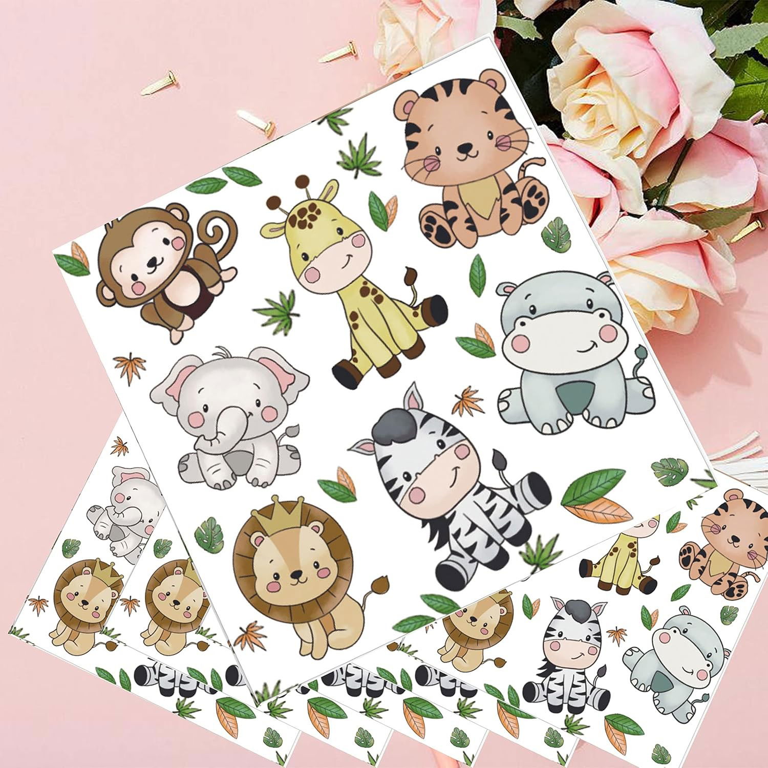 Set 20 de Servetele de Masa, Flippy, Imprimeu Jungle, din Hartie, 16.5 x 16.5 cm, Multicolor [3]