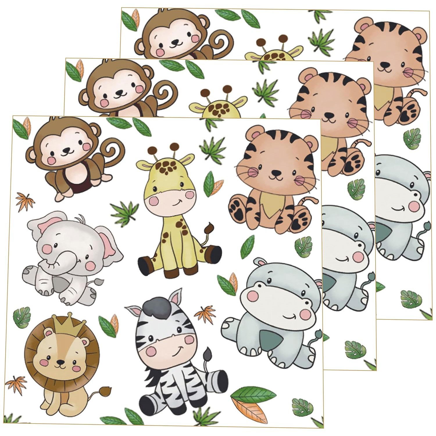Set 20 de Servetele de Masa, Flippy, Imprimeu Jungle, din Hartie, 16.5 x 16.5 cm, Multicolor [4]