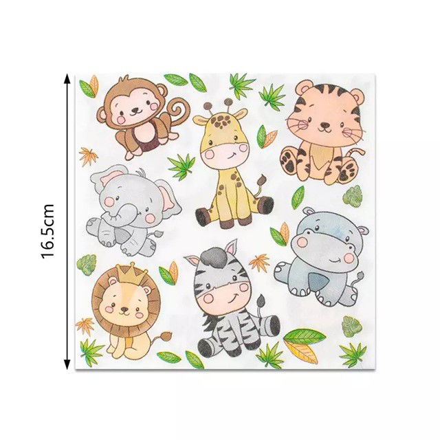 Set 20 de Servetele de Masa, Flippy, Imprimeu Jungle, din Hartie, 16.5 x 16.5 cm, Multicolor [5]