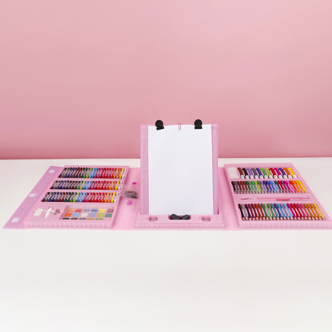 Set 208 Piese, Complet pentru Pictura si Desen, Flippy, Tip Servieta, 3-12 Ani, 32.6 x 27.7 x 6 cm, Roz [4]