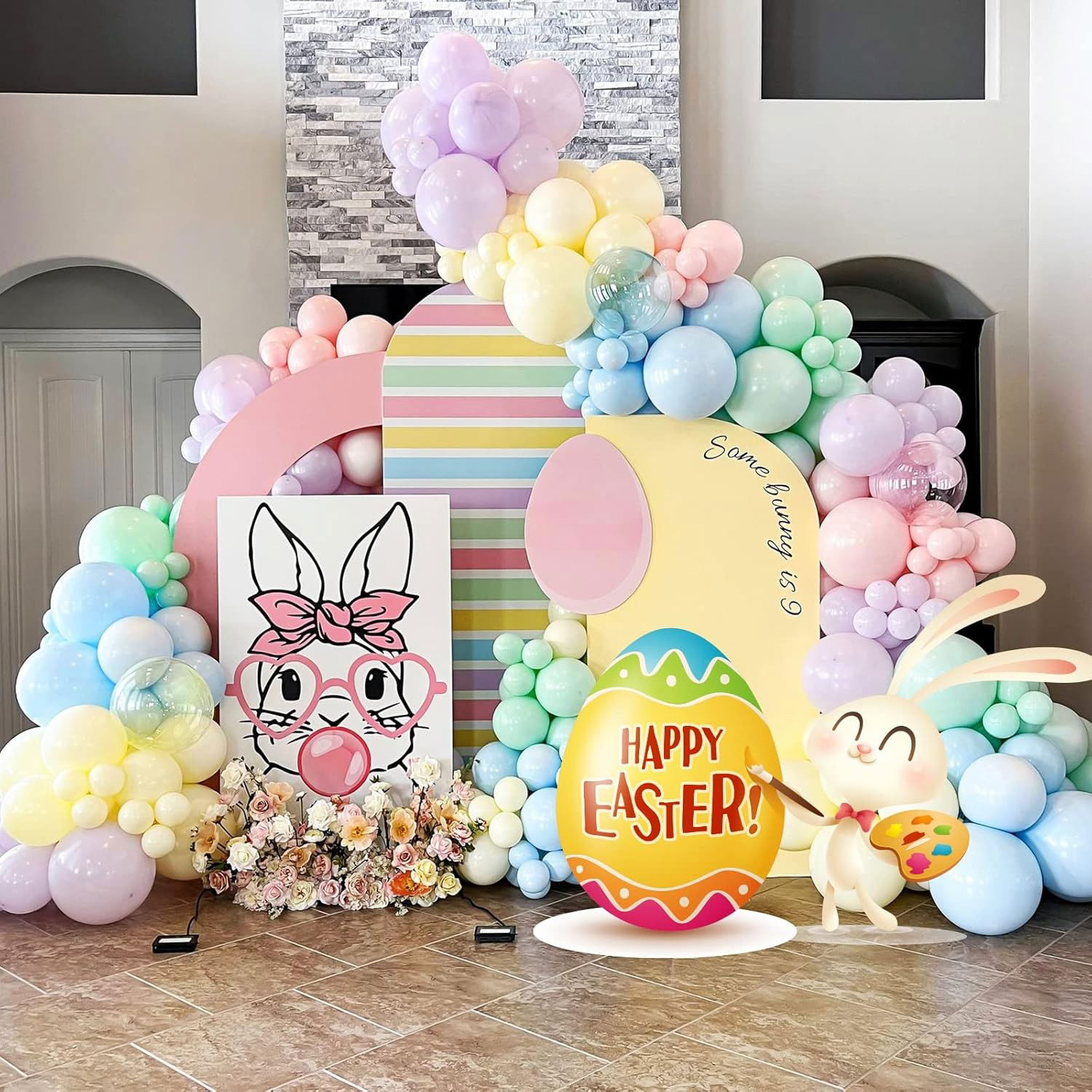 Petrecere - Set 25 Baloane din Latex, Flippy, Model Party, 13 cm, Multicolore, Culori Pale, 1 g