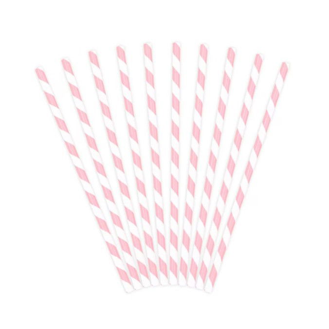 Set 25 Paie, Flippy, din Hartie, 20 cm, Model cu Dungi, Alb/Roz [3]
