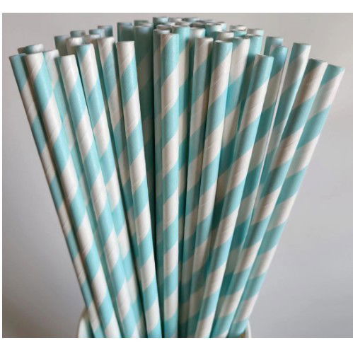 Set 25 Paie, Flippy, din Hartie, 20 cm, Model cu Dungi, Alb/Albastru [5]