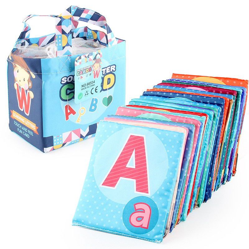 Set 26 Carduri din Panza cu Doua Fete, Flippy, Model Litere, Educational, Interactiv, Saculet Inclus, Multicolor [6]