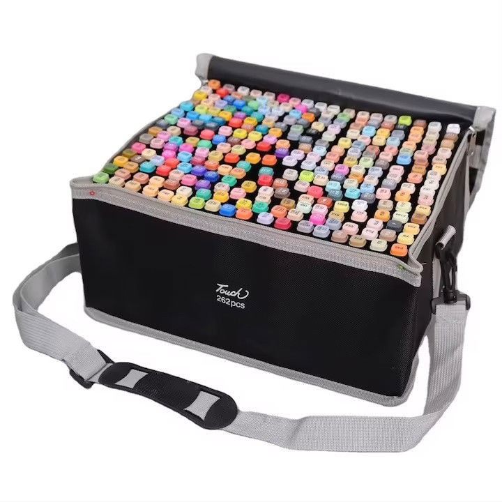 Markere si Set Desen - Set 262 Markere Duble, Flippy, pe Baza de Alcool, Geanta Impermeabila Inclusa, Culori Numerotate, 37 x 21.5 x 16.3 cm, Multicolor