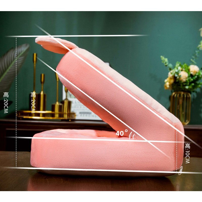 Set 2in1 Patura Microfibra si Perna din Spuma, Flippy, pentru Birou, Calatorii, Pauze, Model Iepuras, Microfibra, 1x1.7 m, 30x35x30 cm, Roz [4]