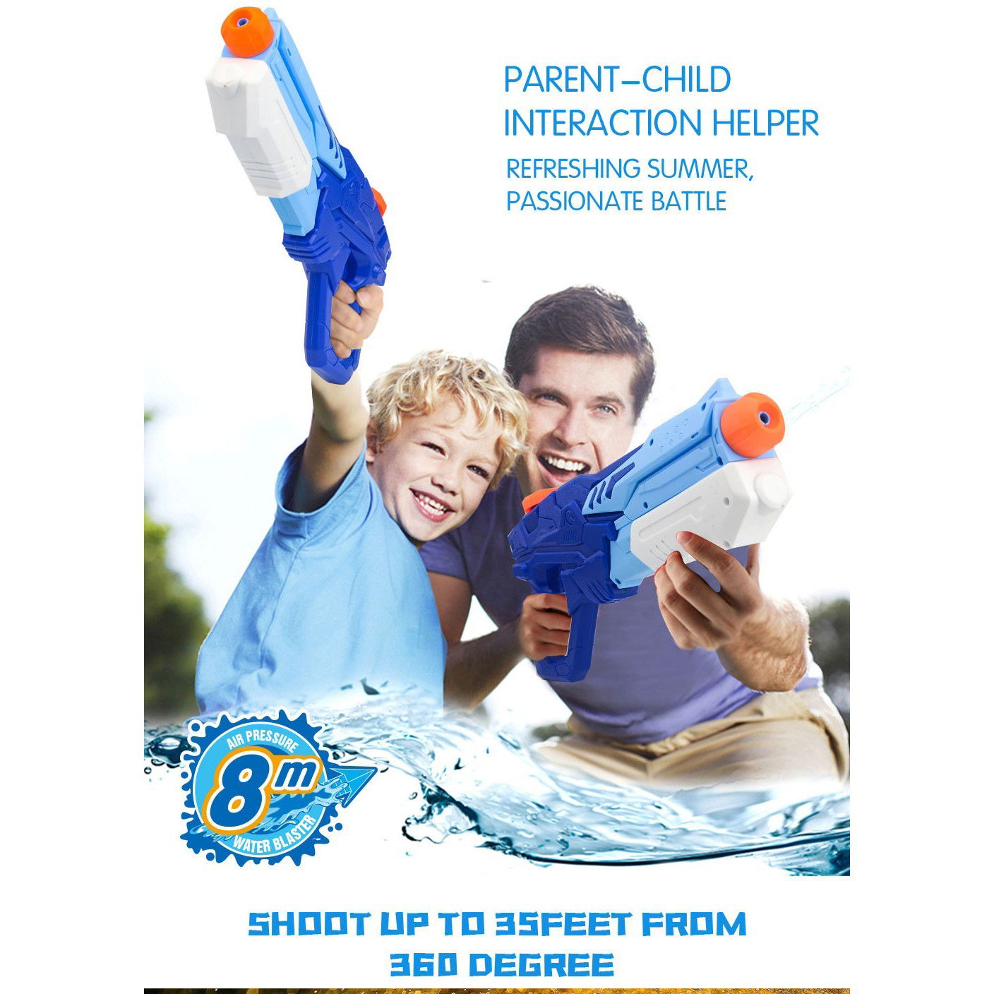 Set 2x Pistol cu Apa pentru Copii, Flippy, 6ani+, Albastru, 1x 900 ML + 1x 300 ML [5]