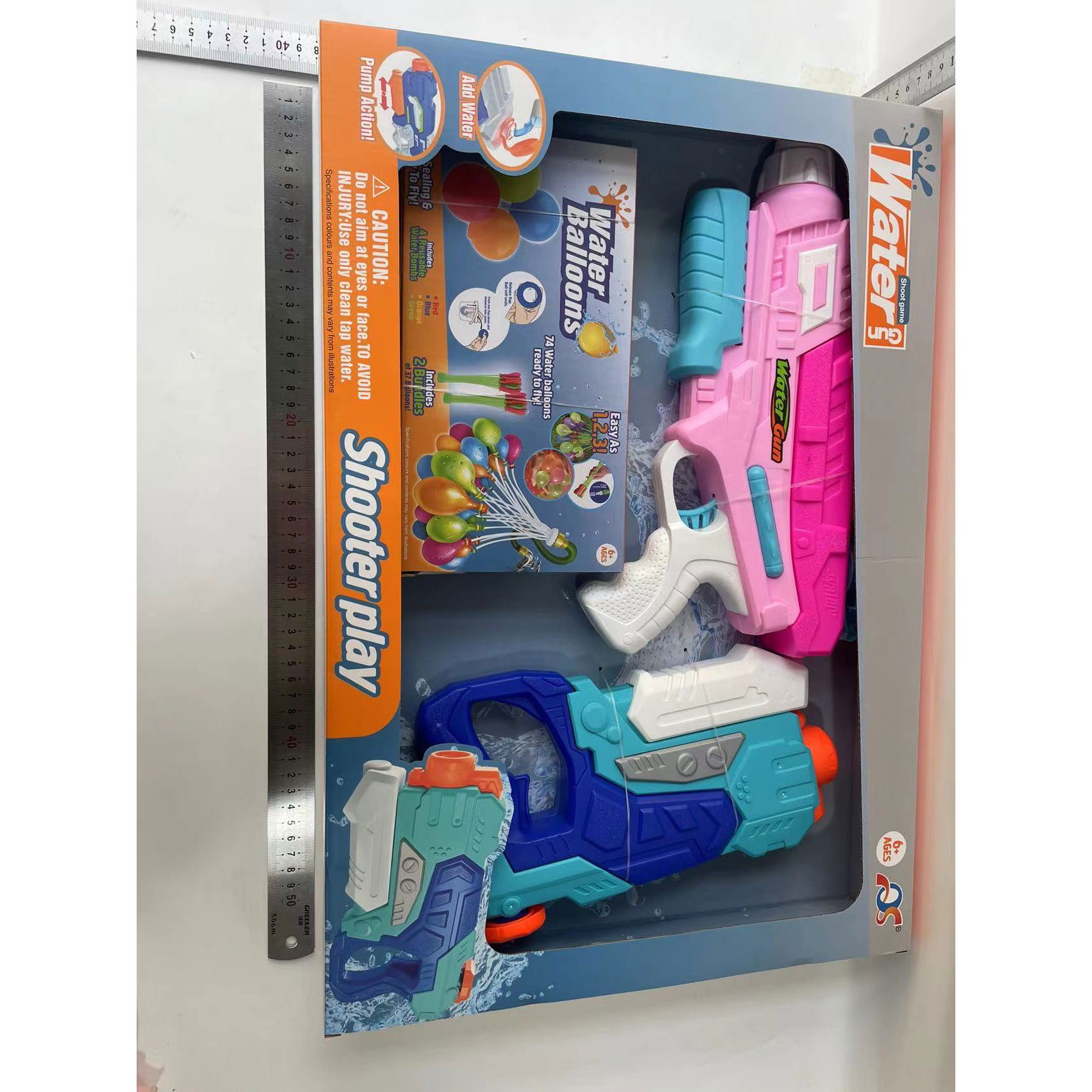 Set 2x Pistol cu Apa pentru Copii, Flippy, 6ani+, cu baloane de apa, Albastru + Roz, 1x 600 ML + 1x 550 ML [14]