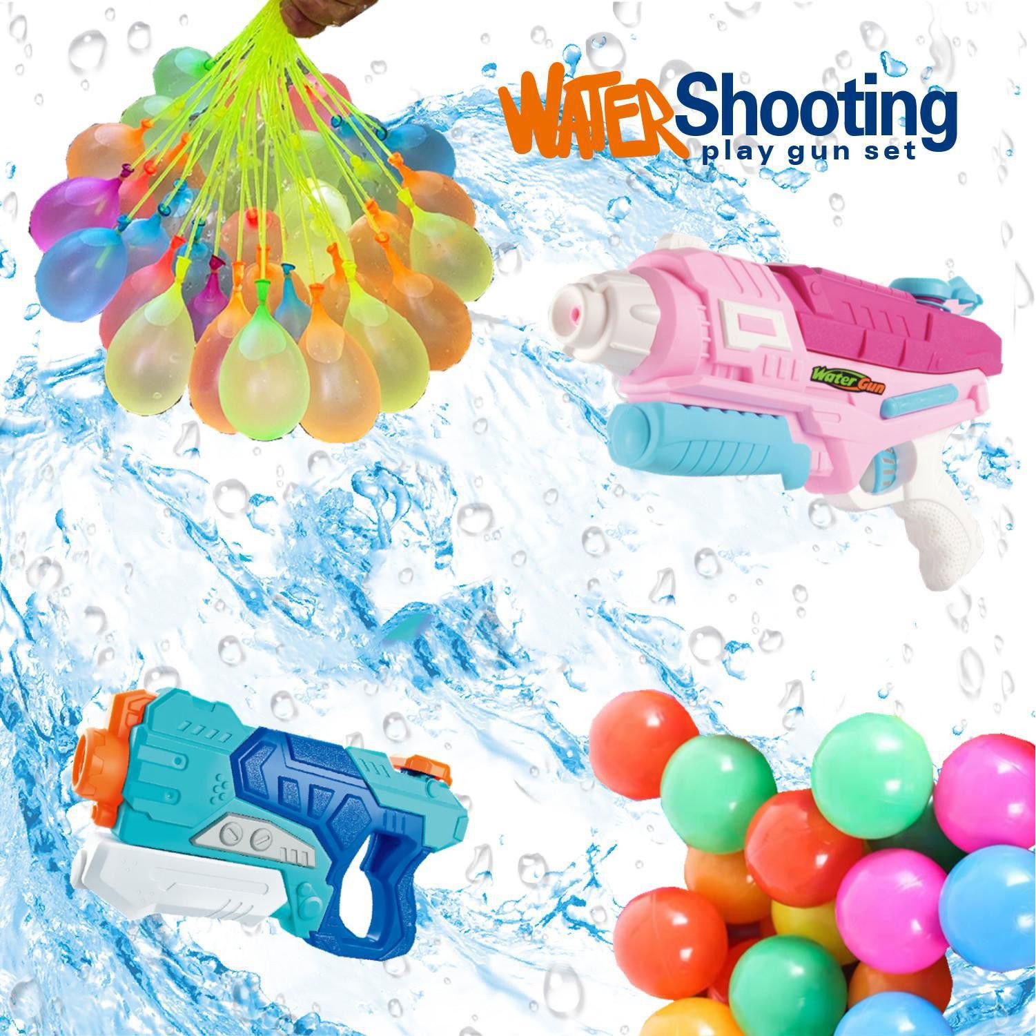 Set 2x Pistol cu Apa pentru Copii, Flippy, 6ani+, cu baloane de apa, Albastru + Roz, 1x 600 ML + 1x 550 ML [10]