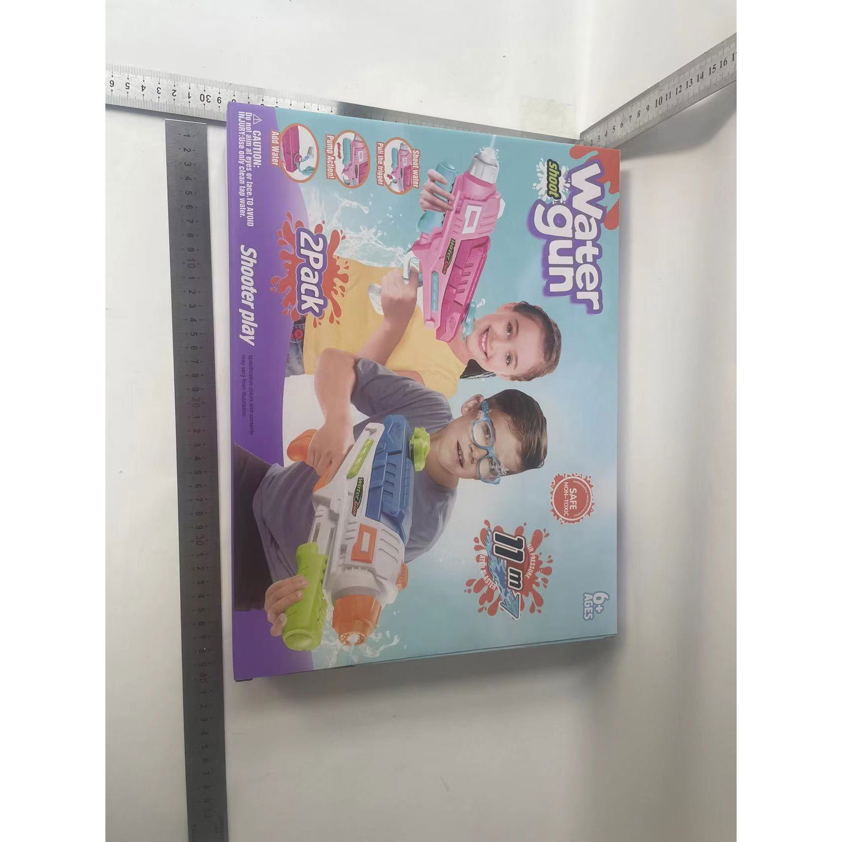 Set 2x Pistol cu Apa pentru Copii, Rezervor, Pentru Piscina/Plaja, Flippy, 6ani+, Roz + Albastru, 600 ML [10]