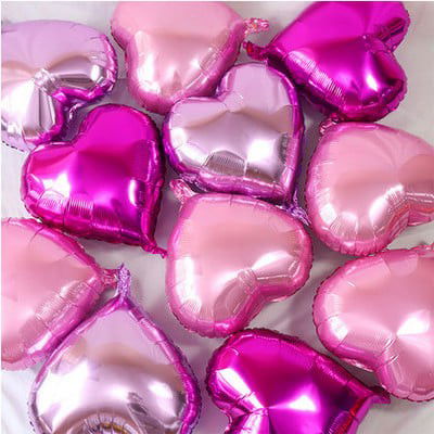 Set 3 Baloane din Folie Metalizata, Flippy, Figurina Inima, Tema Ziua Indragostitilor, 45 cm, Ambalaj Individual, Pai Inclus, Umflare cu Aer sau Heliu, Roz [12]