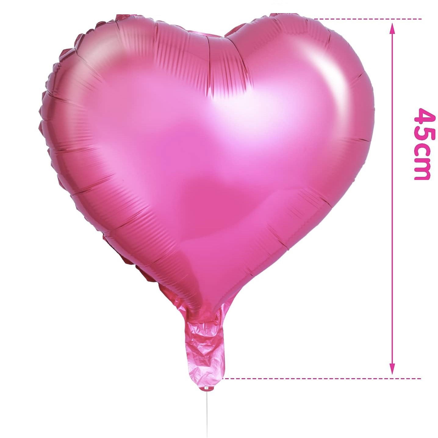 Set 3 Baloane din Folie Metalizata, Flippy, Figurina Inima, Tema Ziua Indragostitilor, 45 cm, Ambalaj Individual, Pai Inclus, Umflare cu Aer sau Heliu, Roz [5]