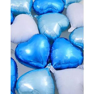 Set 3 Baloane din Folie Metalizata, Flippy, Figurina Inima, Tema Ziua Indragostitilor, 45 cm, Ambalaj Individual, Pai Inclus, Umflare cu Aer sau Heliu, Albastru/Argintiu [8]