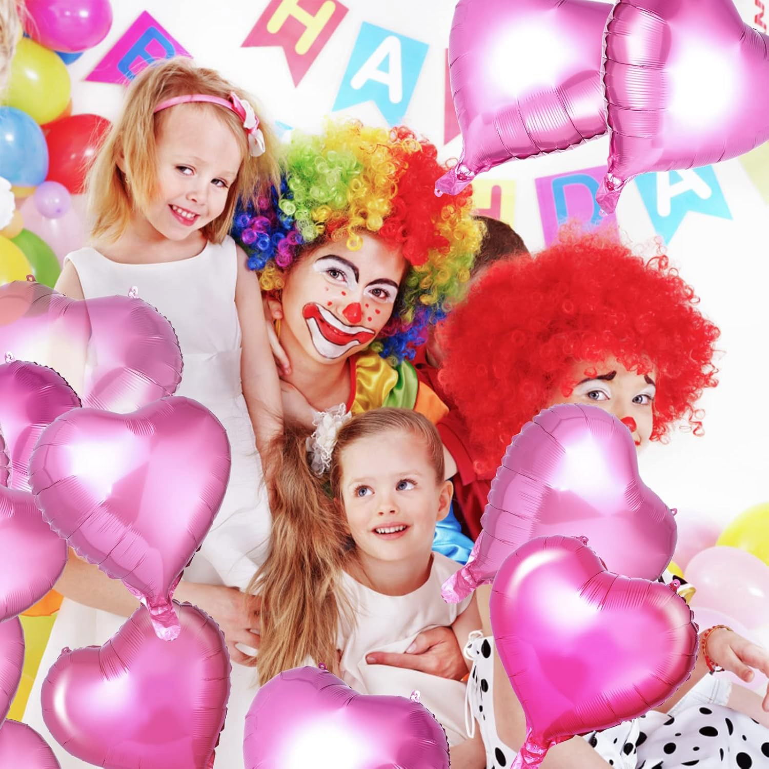 Set 3 Baloane din Folie Metalizata, Flippy, Figurina Inima, Tema Ziua Indragostitilor, 45 cm, Ambalaj Individual, Pai Inclus, Umflare cu Aer sau Heliu, Roz [9]