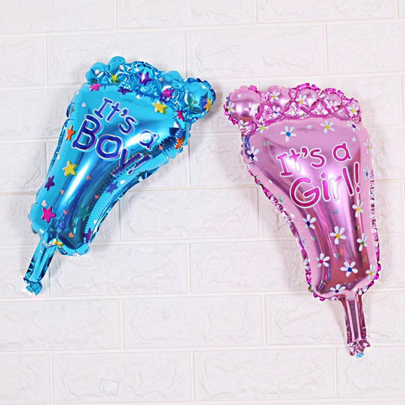 Set 3 Baloane din Folie Metalizata, Flippy, Figurine Picior 46x79 cm, Inima 45cm, Stea 45cm, Model It's a Boy, Tema Gender Reveal, Ambalaj Individual, Pai Inclus, Umflare cu Aer sau Heliu, Albast [6]