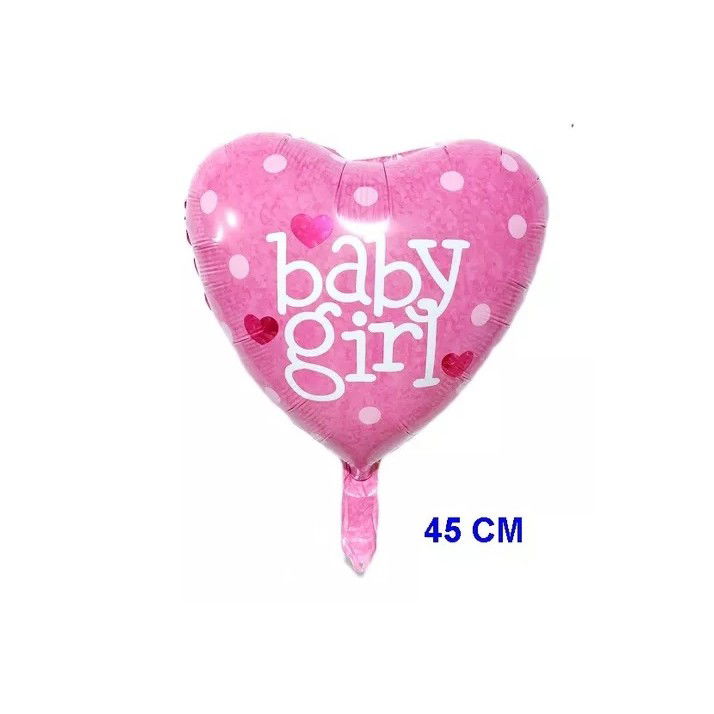 Set 3 Baloane din Folie Metalizata, Flippy, Figurine Carucior, Inima, Fundita, Tema Botez, 45 cm, Ambalaj Individual, Pai Inclus, Umflare cu Aer sau Heliu, Roz [7]