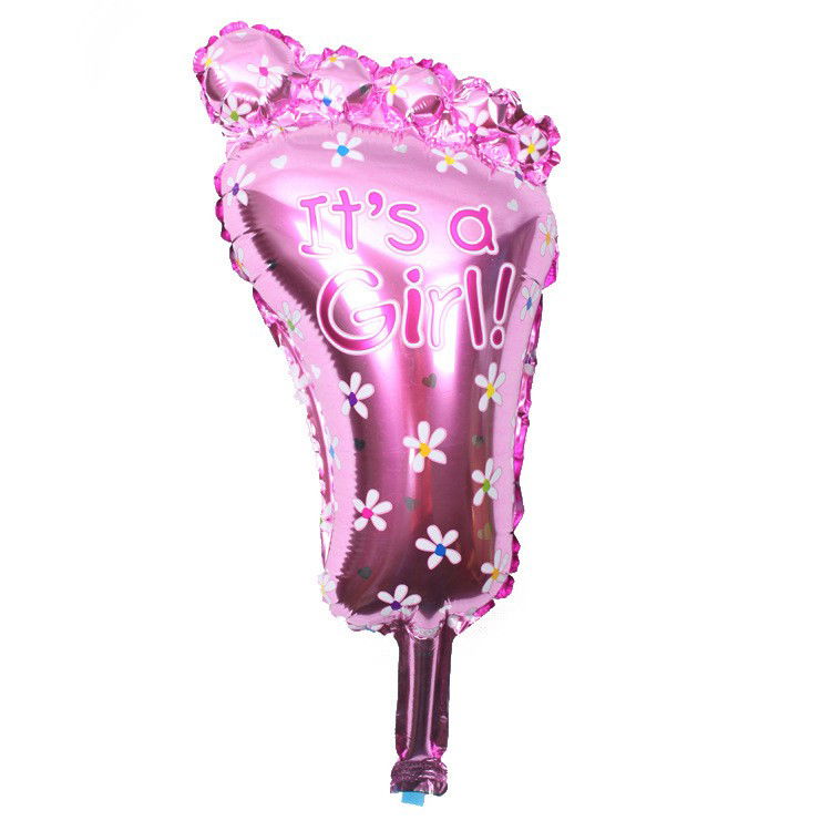 Set 3 Baloane din Folie Metalizata, Flippy, Figurine Picior 46x79 cm, Inima 45 cm, Stea 45cm, Model It's a Girl, Tema Gender Reveal, Ambalaj Individual, Pai Inclus, Umflare cu Aer sau Heliu, Roz [8]