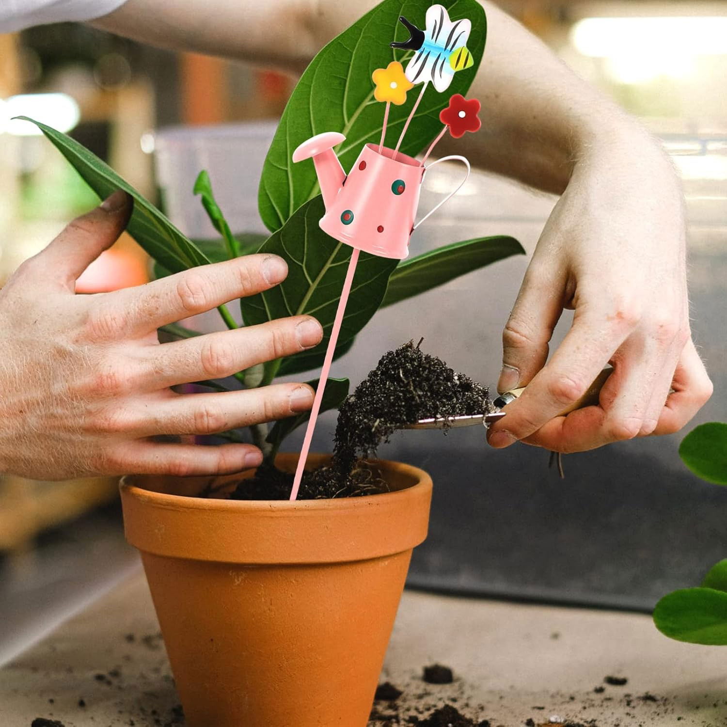 Articole pentru Gradina si Bricolaj - Set 3 Decoratiuni de Gradina, Flippy, Model Stropitoare, din Fier, 28 x 5 cm, Multicolor