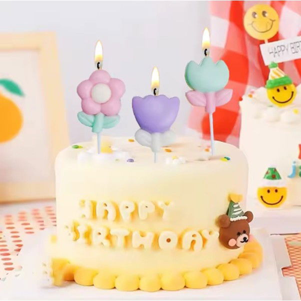 Set 3 Lumanari, Flippy, Tema Flori, Model 1, din Parafina, Multicolor [7]