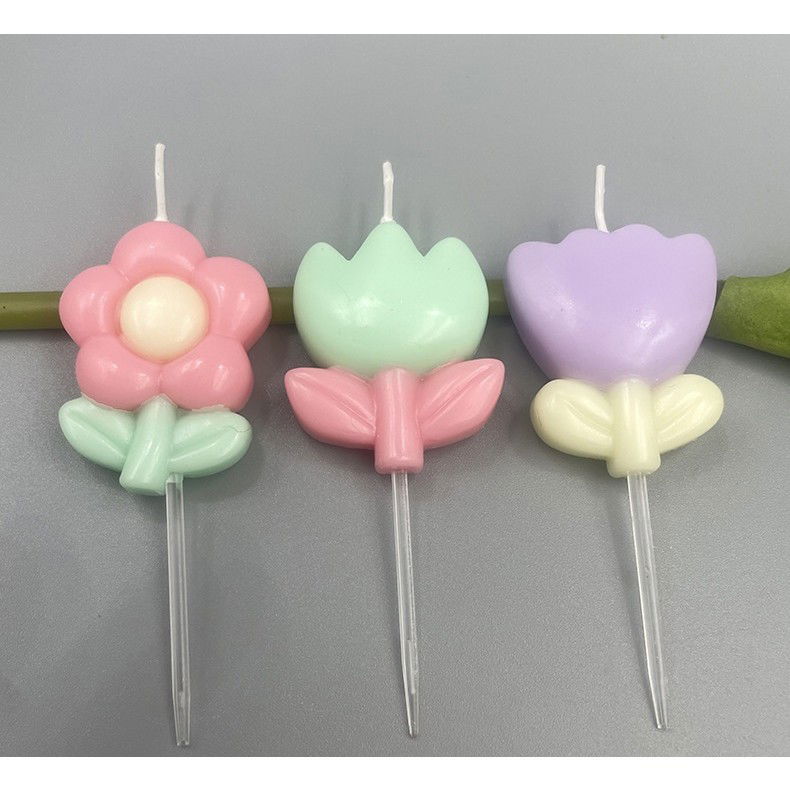 Pentru casa - Set 3 Lumanari, Flippy, Tema Flori, Model 1, din Parafina, Multicolor