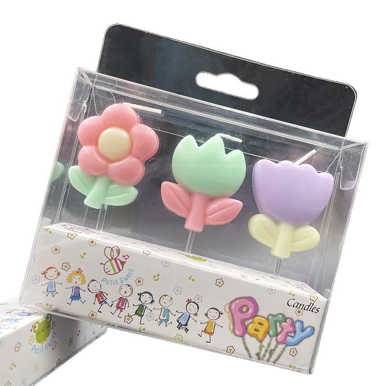 Pentru casa - Set 3 Lumanari, Flippy, Tema Flori, Model 1, din Parafina, Multicolor