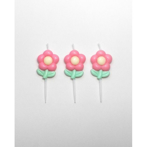 Set 3 Lumanari, Flippy, Tema Flori, Model 2, din Parafina, Multicolor [3]