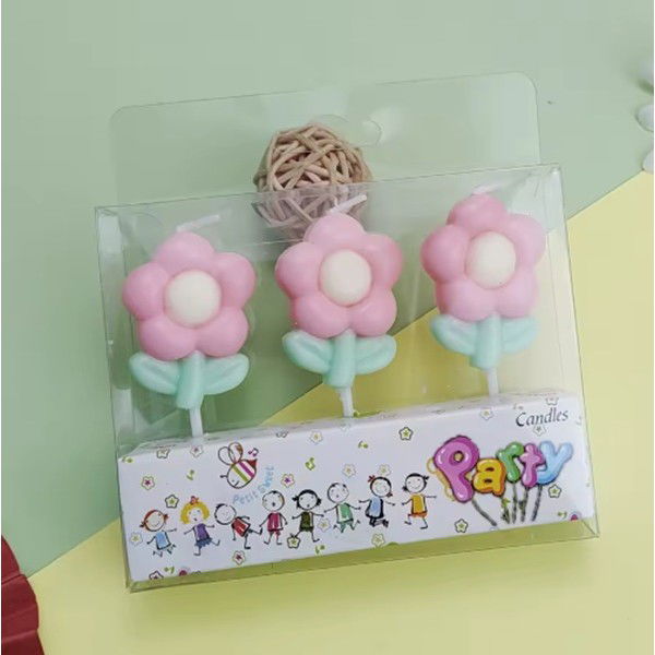 Set 3 Lumanari, Flippy, Tema Flori, Model 2, din Parafina, Multicolor [4]