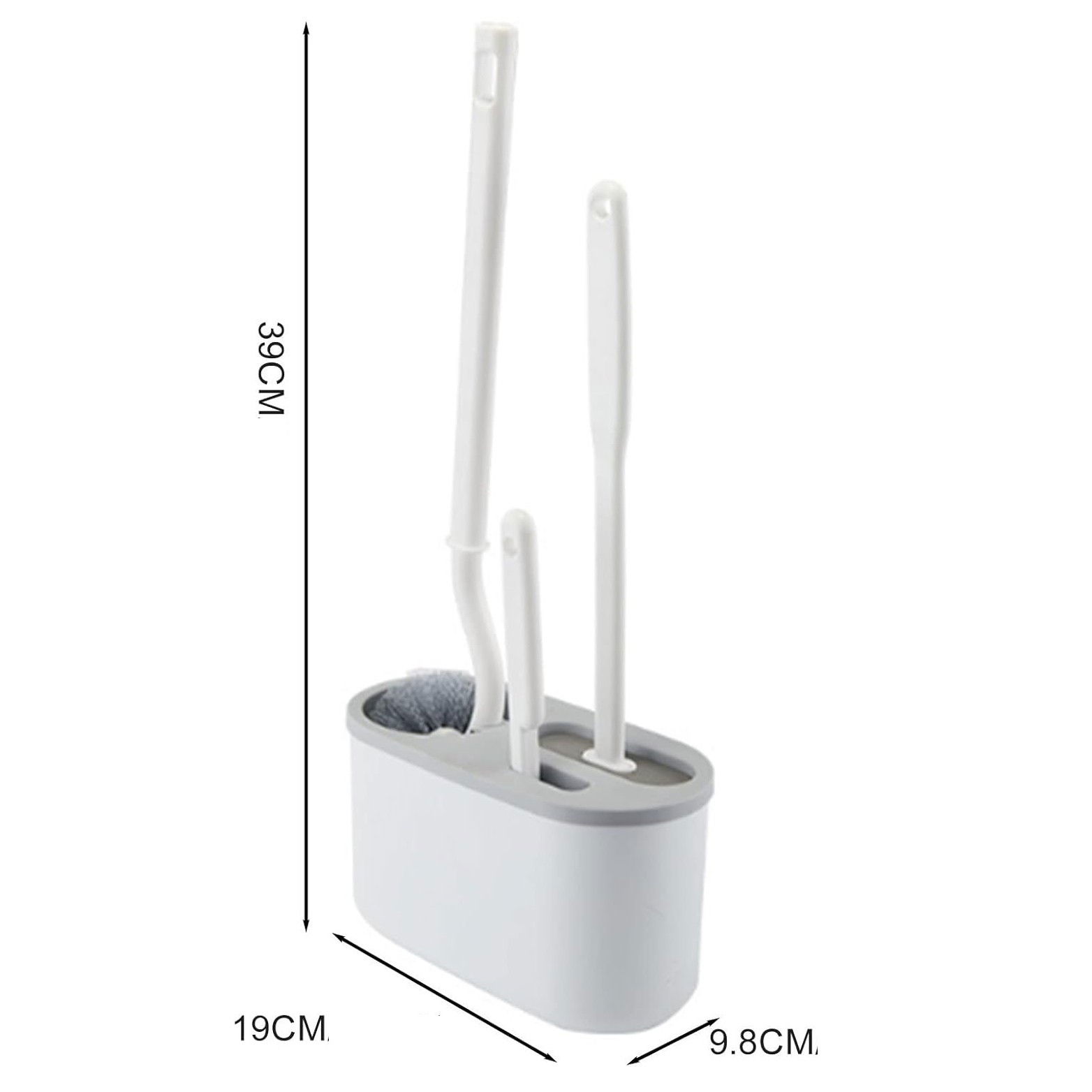 Set 3 Perii pentru Toaleta, Flippy, din Silicon, Perie Zimtata, Cap Flexibil, Suport Adeziv pentru Montarea pe Perete, 39 x 19 x 9.8 cm, Gri/Alb [5]