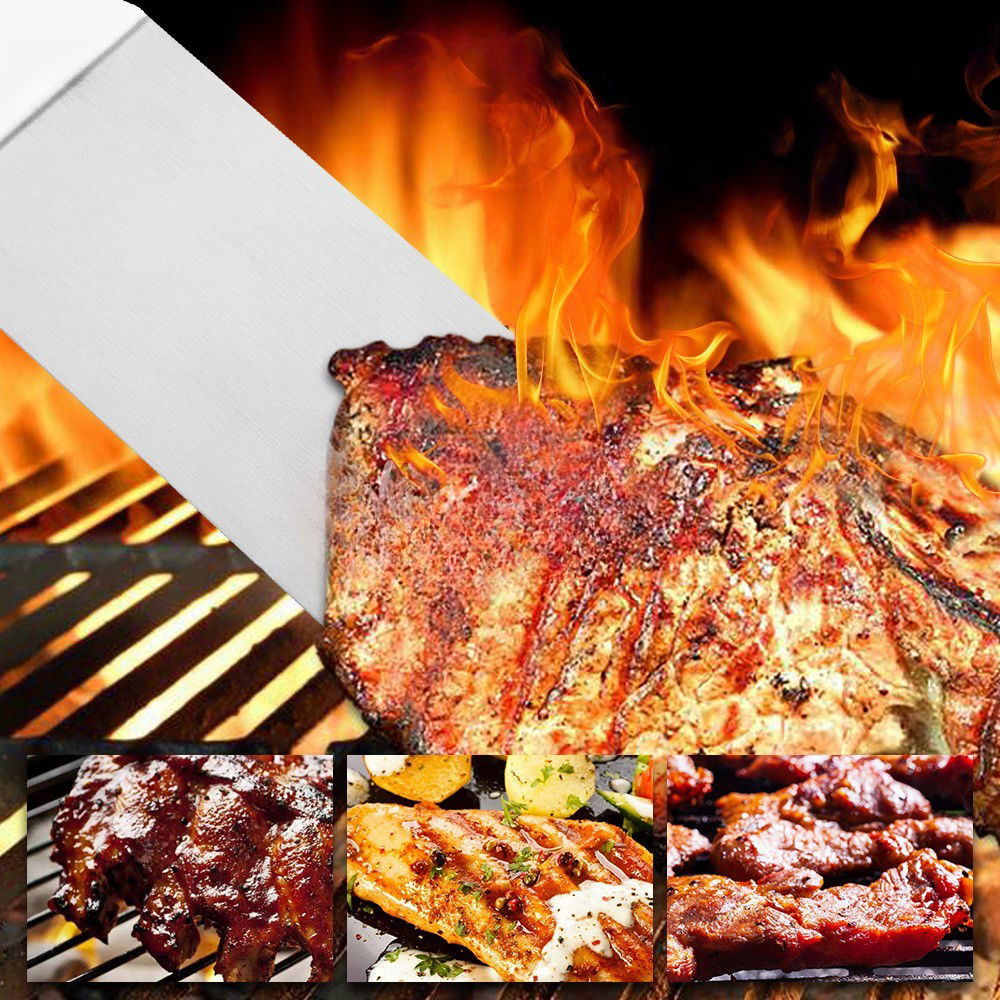 Set 3 spatule pentru gratar Flippy, din metal, margini subtiri, suprafata antiaderenta, rezistente la temperaturi ridicate, maner ergonomic din lemn, 3 forme, agatatoare, gri [4]