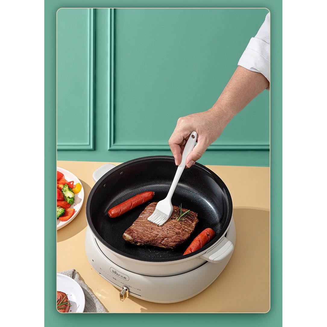 TeoMarket - Set 3 Ustensile de Bucatarie, Flippy, din Silicon+Inox, Termorezistente, Antiaderente, 20 x 13 x 3 cm, Alb Ivory