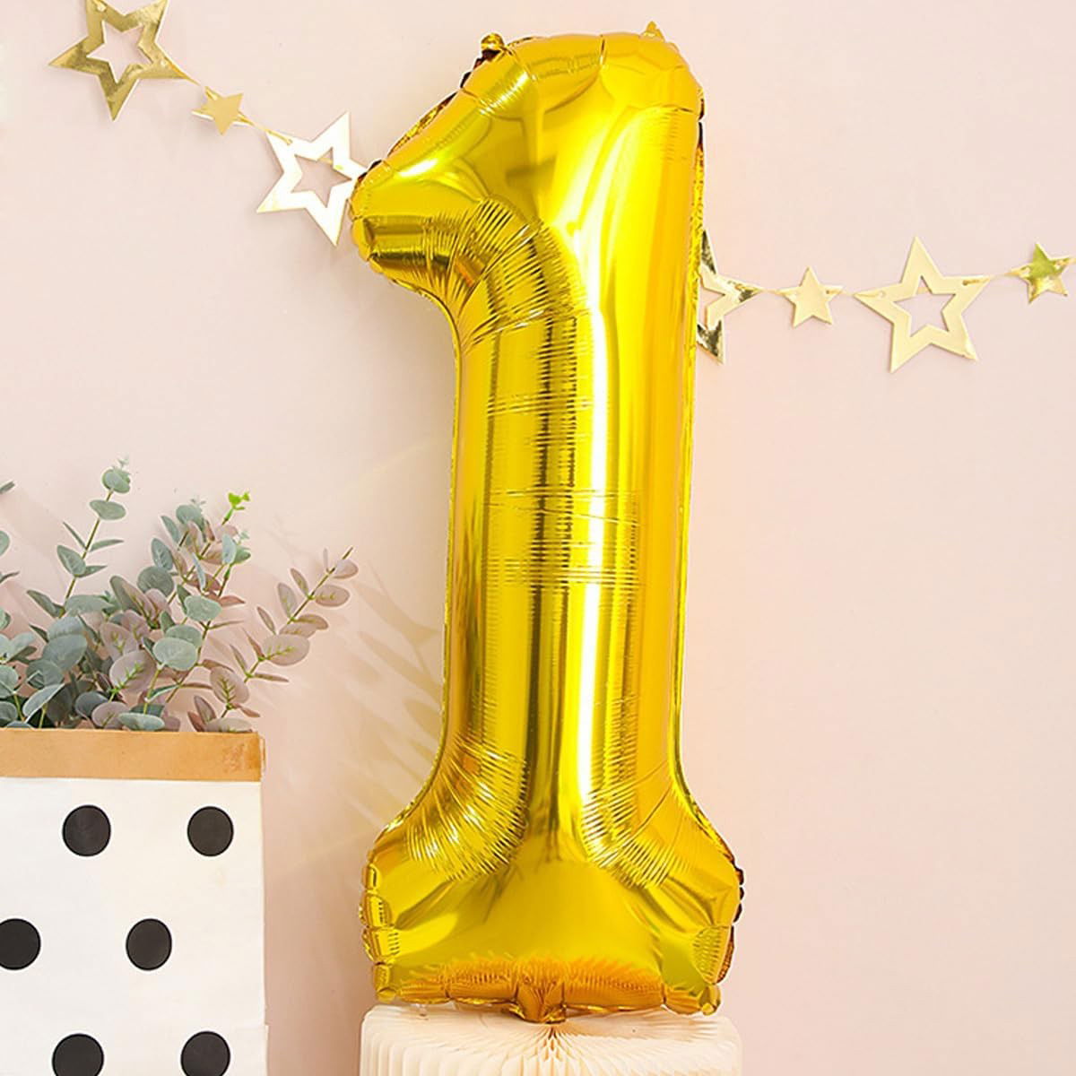 Seturi Baloane Folie - Set 30 Baloane Folie si Latex, Flippy, Tematica Prima Aniversare, Baloane Latex 30cm, 25cm, Figurina Girafa 32x34 cm, Frunza Palmier 15 cm, Cifra 1 76 cm, Multicolor