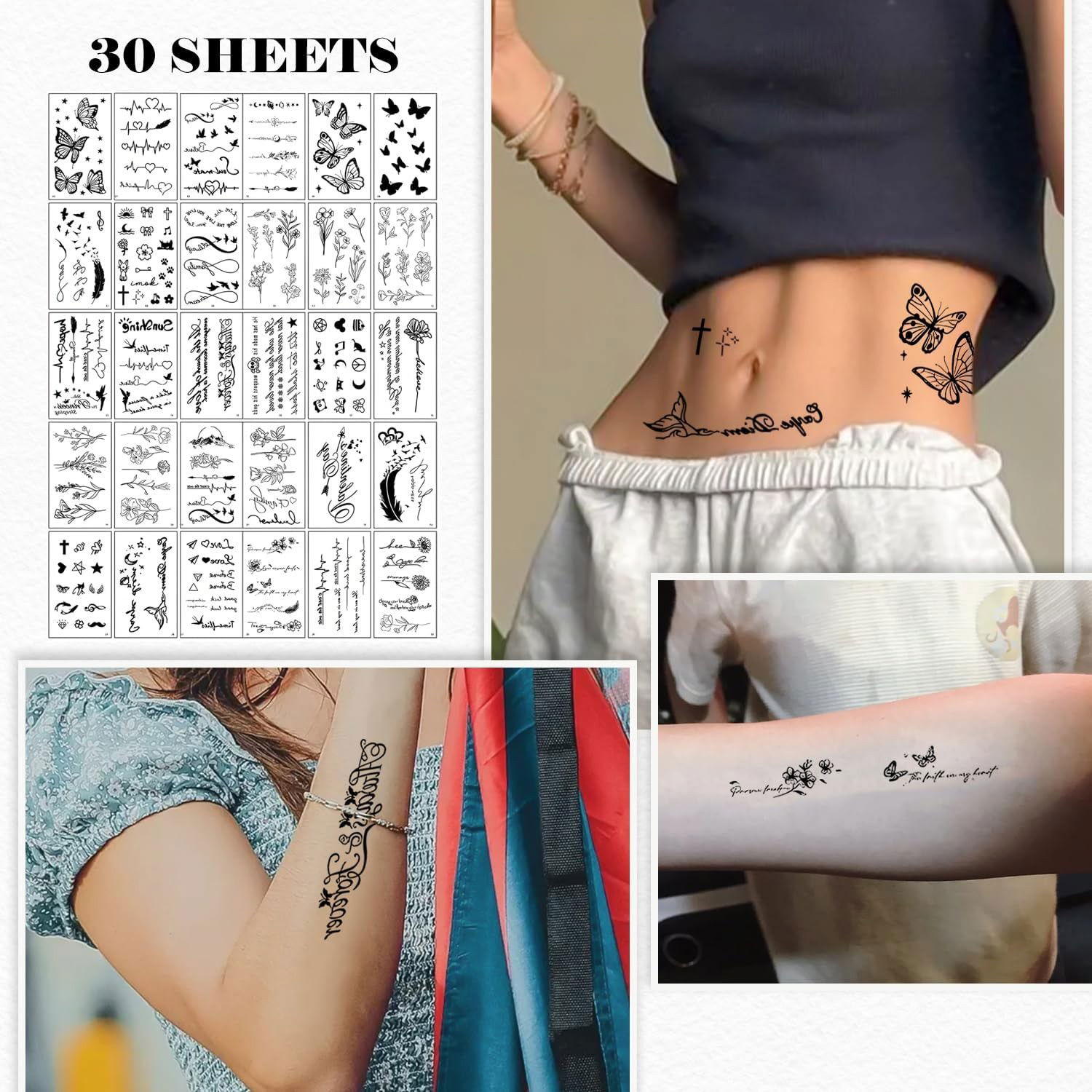 Petrecere - Set 30 Tatuaje Temporare, Flippy, pe Baza de Apa, Model 5, Negru