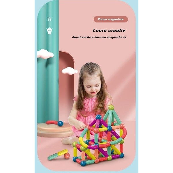 Set 36 piese magnetice de constructie, Flippy, Forme geometrice, Multicolor [4]