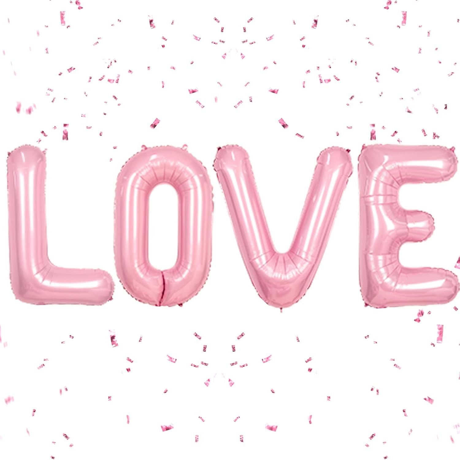 Set 4 Baloane din Folie Metalizata, Flippy, Figurine Litere, Model Scris Love, Tema Iubire, 80 cm, Ambalaj Individual, Pai Inclus, Umflare cu Aer sau Heliu, Roz [3]
