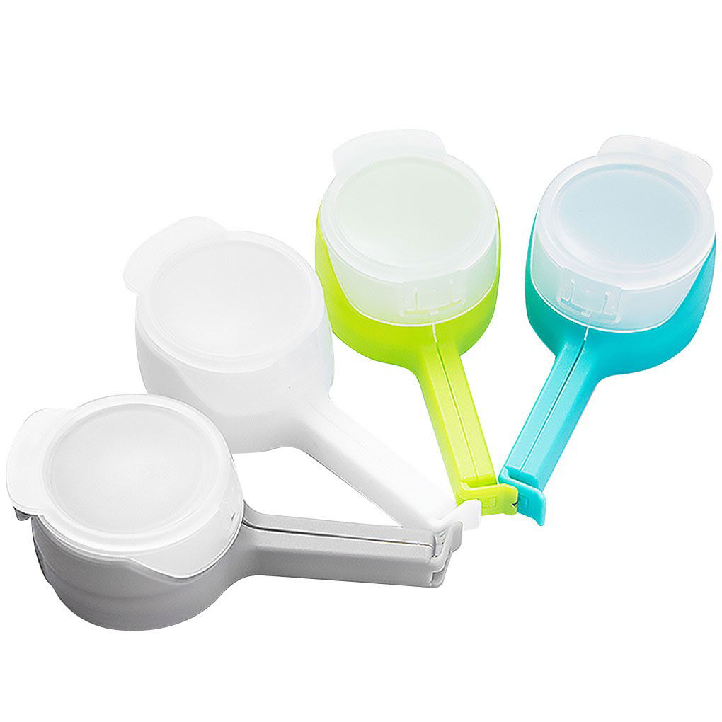 Ustensile pentru Bucătărie - Set 4 cleme cu capac Flippy, pentru sigilare pungi alimente, material ABS, multicolor