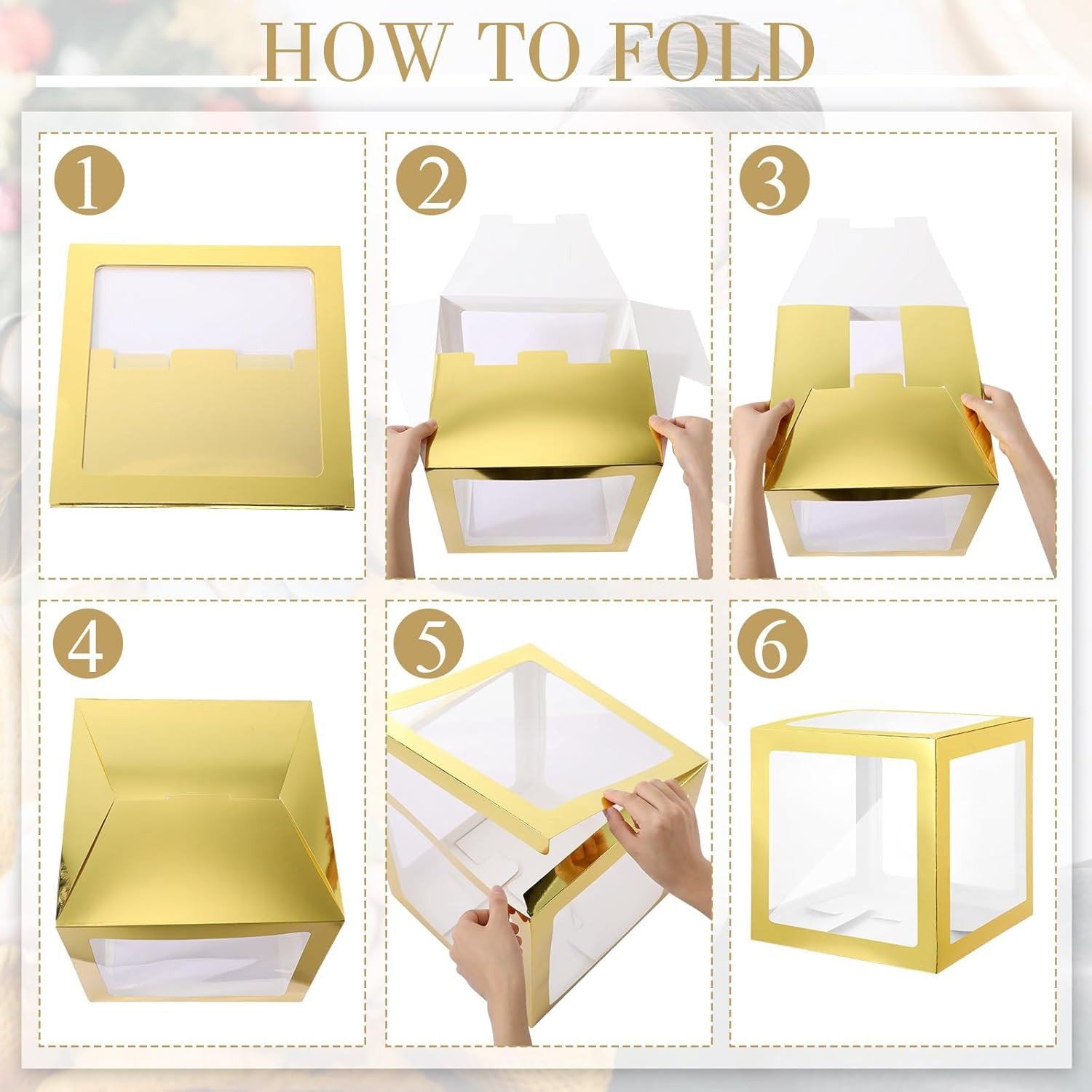 Set 4 Cutii pentru Baloane, Flippy, Model Simplu, Tematica Aniversare, Cuburi Decorative din Plastic, Accesorii pentru Petrecere, 30 x30 cm [12]