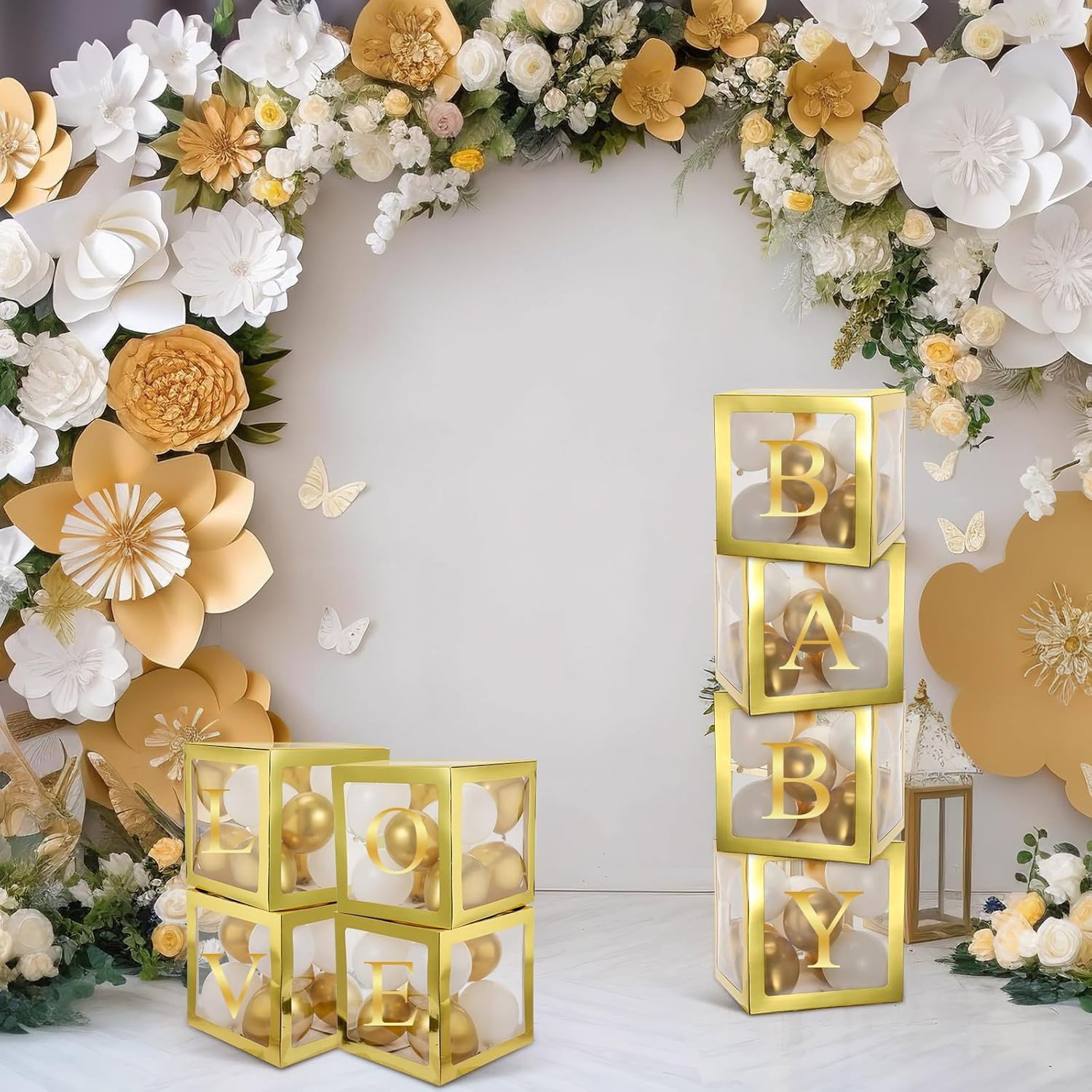 Set 4 Cutii pentru Baloane, Flippy, Model Simplu, Tematica Aniversare, Cuburi Decorative din Plastic, Accesorii pentru Petrecere, 30 x30 cm [9]