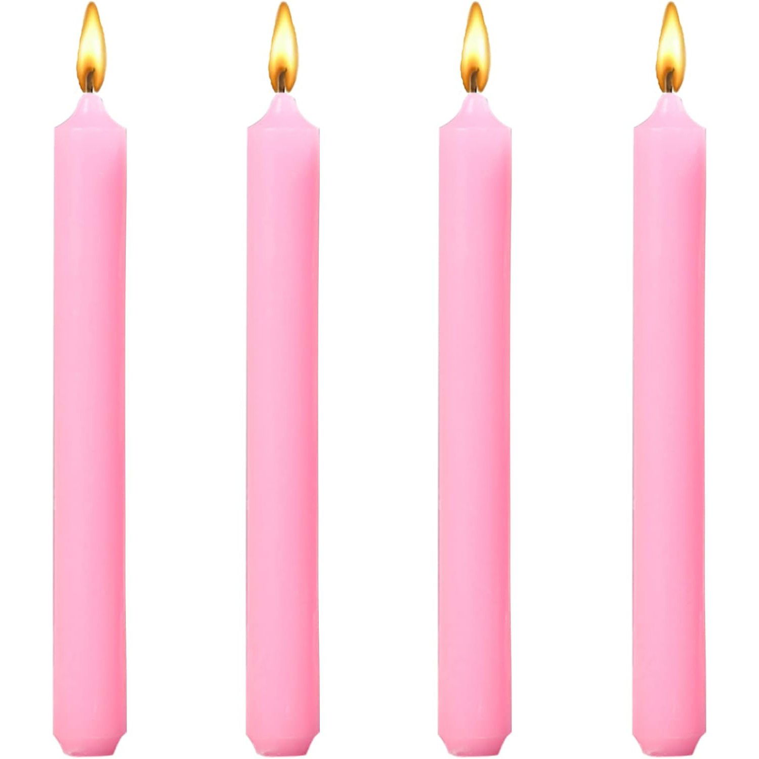 Set 4 Lumanari, Flippy, pentru Suport de Masa, Fara Miros si Fum, din Parafina, 2.2 x 25 cm, Roz [5]