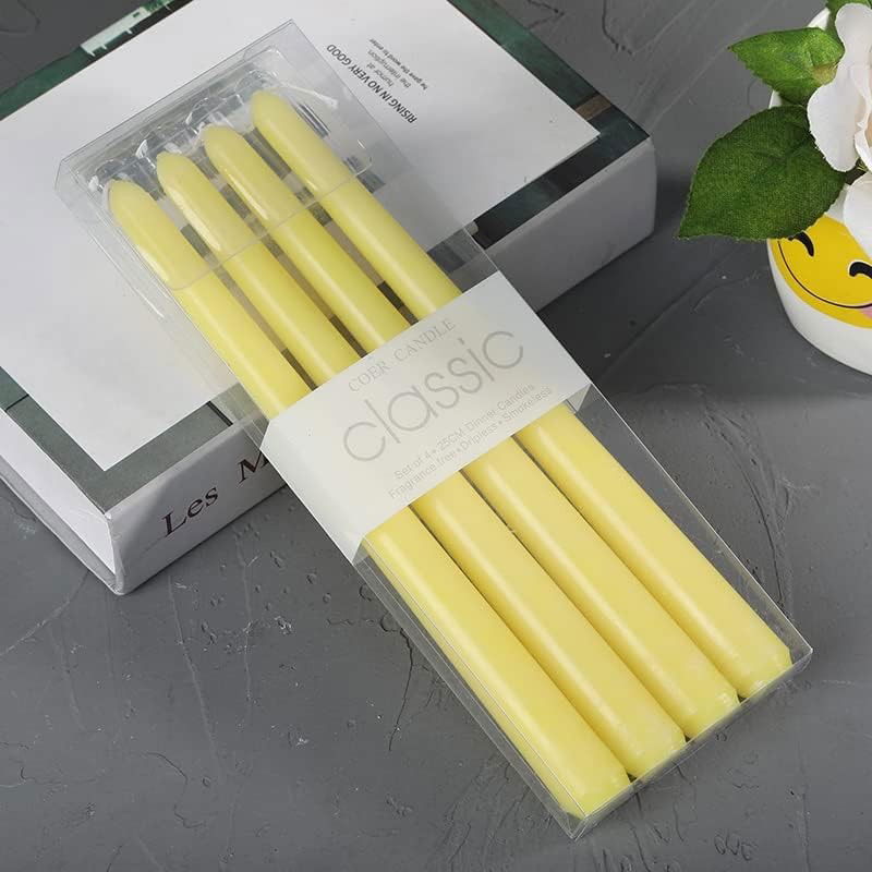 Set 4 Lumanari, Flippy, pentru Suport de Masa, Fara Miros si Fum, din Parafina, 2.2 x 25 cm, Galben [3]