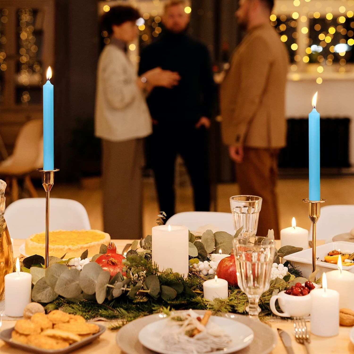 Set 4 Lumanari, Flippy, pentru Suport de Masa, Fara Miros si Fum, din Parafina, 2.2 x 25 cm, Albastru [5]