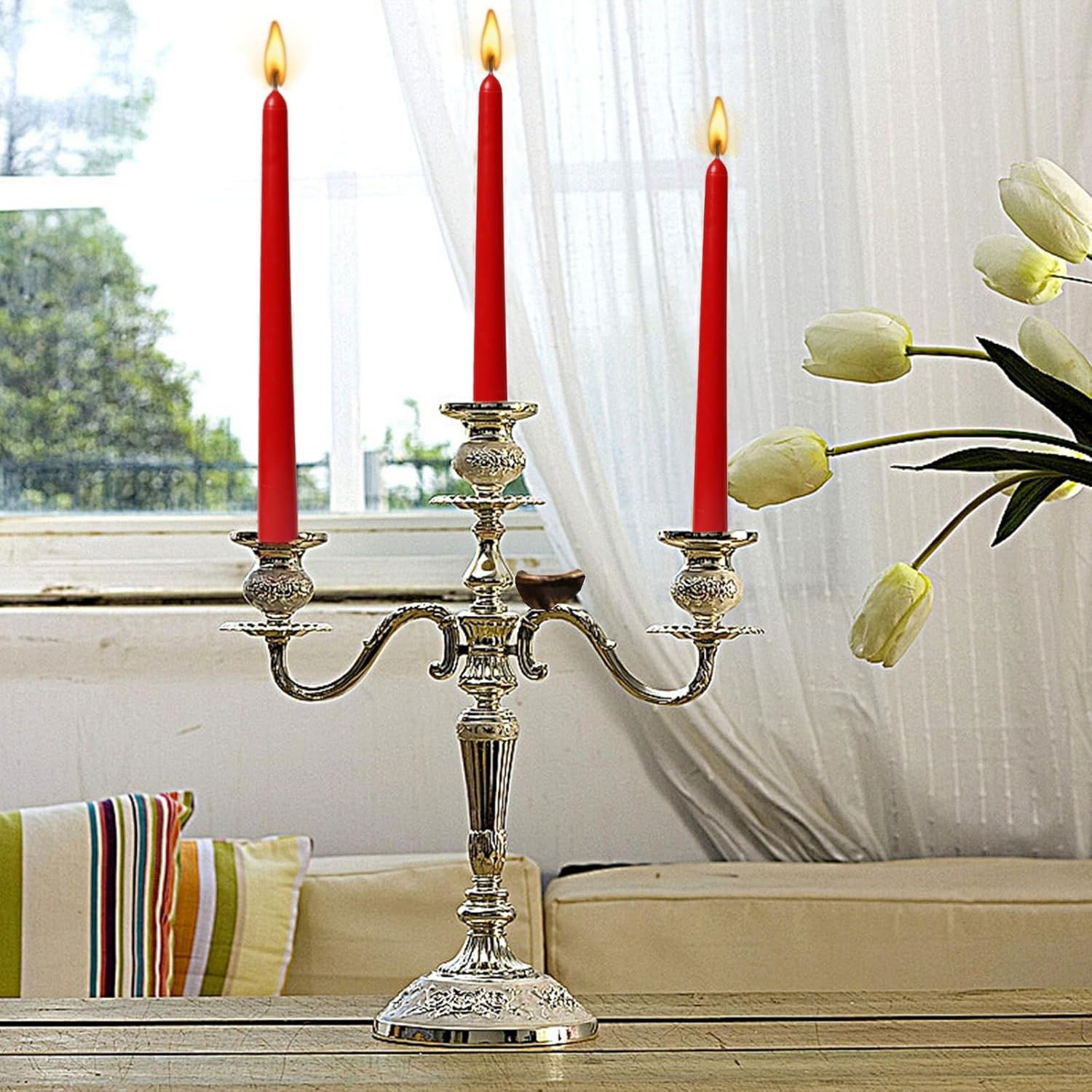 Set 4 Lumanari, Flippy, pentru Suport de Masa, Fara Miros si Fum, din Parafina, 2.2 x 25 cm, Rosu [4]